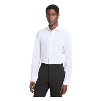 Michael Kors Slim-Fit Tech Knit Shirt - Heren - Zakelijke Overhemden - Wit - XL - Katoen - Overhemden