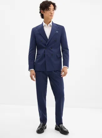 Le 31 Mens Banker-stripe pant Wool weave by Marlane Reykjavik fit - Tapered with pleats