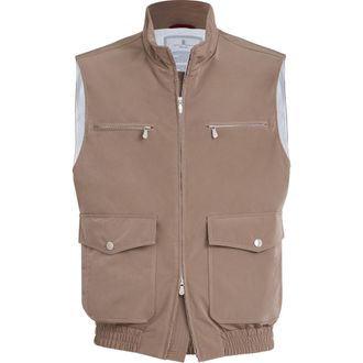 Brunello Cucinelli Nylon vest with padding in Hazelnut at Nordstrom, Size 56 It