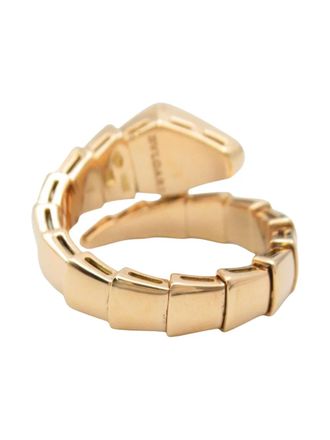 Bulgari 2010s 18kt ros&eacute;gouden Serpenti ring met diamant