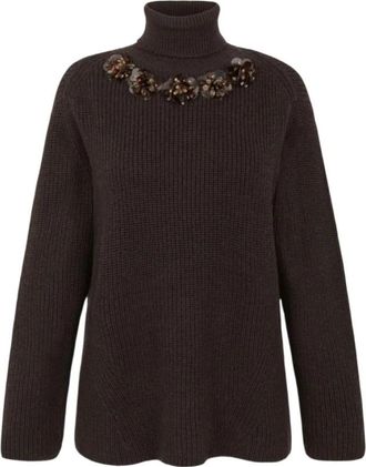 P.A.R.O.S.H. Turtleneck Trui - Dames - Coltruien - Bruin - XS - Leer - Truien & Vesten