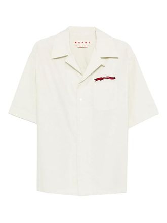 Marni logo-embroidered chest-pocket shirt - Neutrals