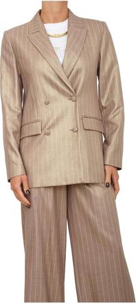 Fracomina Taupe Double Breasted Oversized Jas - Dames - Blazers - Bruin - XL - Polyester - Jassen