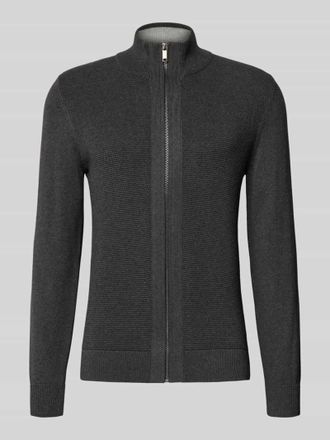 Mc Neal Strickjacke mit Stehkragen in Dunkelgrau Melange, Gr&ouml;&szlig;e XXL