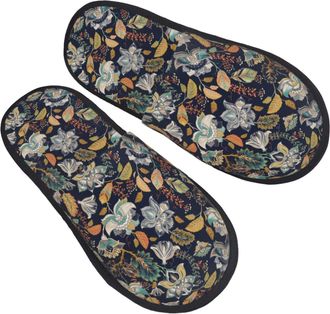 Generic Fuzzy Slippers Stylized Flowers Fluffy Slippers Plush Warm House Shoes For Guest Indoor Bedroom L