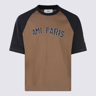 Ami Brown And Black Cotton T-shirt
