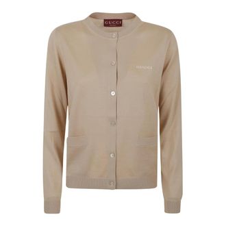 Gucci Cashmere Knitwear, female, Brown, Size: M Cashmere Silk Cardigan