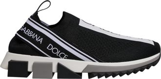 Dolce & Gabbana Black White Slip On Sorrento Sneakers Womens Shoes (Pre-Owned)