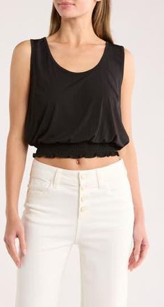 Ellen Tracy Smocked Tank in Black at Nordstrom Rack, Size X-Large