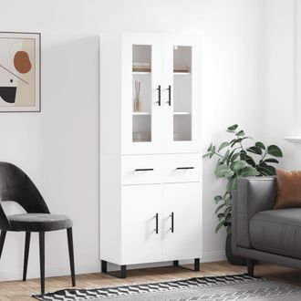 vidaXL Vidaxl - Aparador Alto Madera Contrachapada Blanco 69,5x34x180 Cm