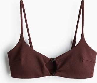 H&M Wattiertes Bikinitop - Brown