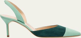 Manolo Blahnik 70mm Capsli Bicolor Suede Pumps