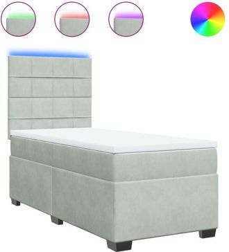 vidaXL Vidaxl - Cama Box Spring Con Colch&oacute;n Terciopelo Gris Claro 100x200 Cm