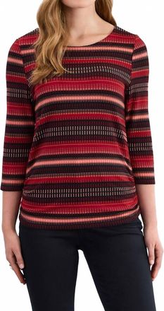 FDJ 3/4 Sleeve Ruched Top In Warm Brixton