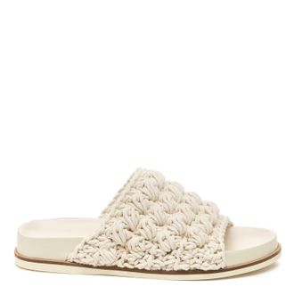 Kelsi Dagger Womens Squish Crochet Raffia Mules In Shell Bubble