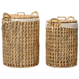 Kaemingk Cesta portabiancheria con coperchio naturale 48h