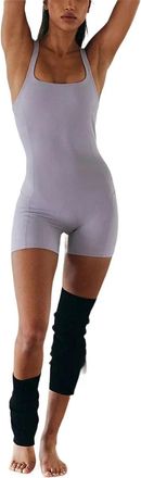 Free People Womens Free People FP Movement Never Better Runsie Platinum Romper RED1318