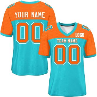 Generic Customizable Team Football Jersey, Personalized Name/Number/Logo Breathable Fabric Sports T-Shirts, Multiple Sizes & Colors Available