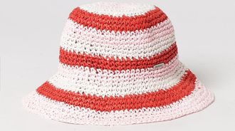 Barbour Cappello in rafia crochet a righe