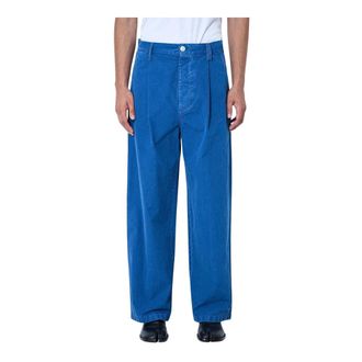 Marni Pleated Wide-Leg Trousers - male - Marni - Wide Trousers - Blue - S - Trousers