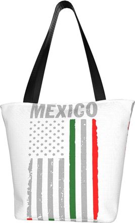 AOOEDM Tote Bag American Flag Mexico Shopping Bags Small Reusable Market Bag Beach Tote Bags Travel Totes