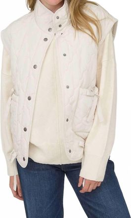 Blu Pepper Tie-Detail Snap-Button Quilted Puffer Western Vest In Champagne