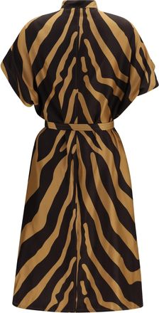 Ferragamo Womens Twill Shirt Dress Camel-Darkexpresso Viscose; Elastane Camel/darkexpresso