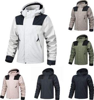 Generic Waterproof Jacket for Men UK Ski Warm Winter Coat Detachable Hooded Men Windproof Jackets Thermal Outwear Thicken Camping Windbreaker Clothes for Outd