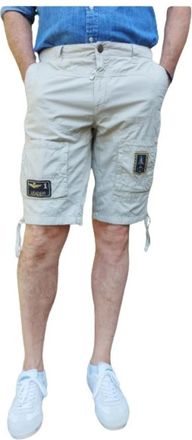 Aeronautica Katoenen Bermuda Shorts met Pilotenzakken - Heren - Korte Broeken - Beige - L - Katoen - Korte Broeken
