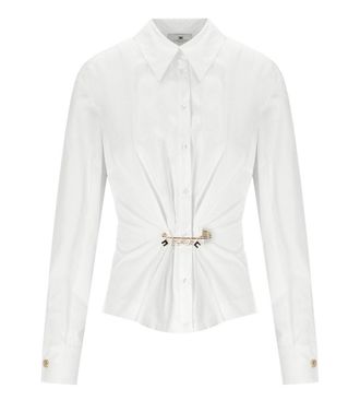 Elisabetta Franchi White Shirt With Brooch