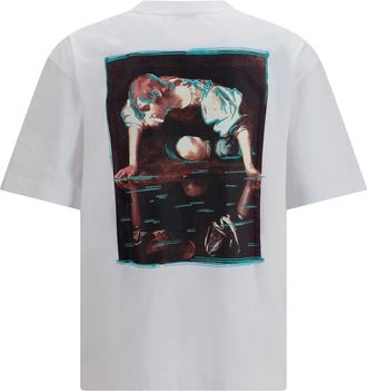 Off-white Mens Skate Narciso T-Shirt White Cotton T-Shirts And Polos