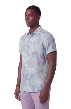 Lords of Harlech Uomo Springtime Short Sleeve Fine Linen Shirt in Springtime Spearmint at Nordstrom, Size Xx-Large