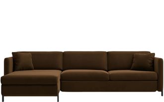 MICADONI 4-Sitzer Design Ecksofa Gloria mit Bettfunktion (140 x 205 cm) - Samtbezug Chocolat