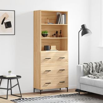 vidaXL Vidaxl - Aparador Alto Madera Contrachapada Color Roble 69,5x34x180 Cm