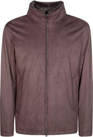 Herno Suede-Texture Brown Plush-Lined Jacket