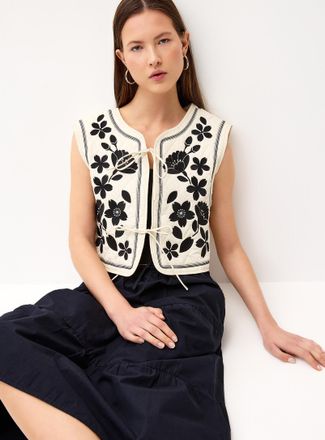 Twik Womens Floral pattern quilted vest