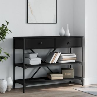 vidaXL Mesa Consola Con Cajones Y Estantes Madera De Ingenier&iacute;a Negro Vidaxl