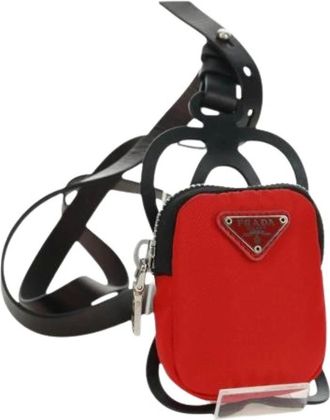 Prada Pre-owned Cross Body Bags, female, Red, Size: ONE SIZE Pre-owned Nylon Cross Body Bag