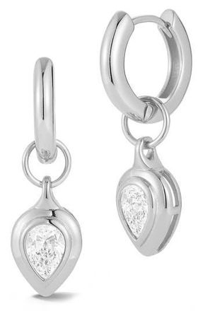 Glaze Jewelry Pear Cut Moissanite Drop Huggie Hoop Earrings in Silver at Nordstrom Rack