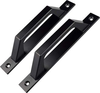 OEM Juego De 2 Manijas De Puerta En Forma De D Para Puerta De Jard&iacute;n De Madera, Negro, 200 Mm