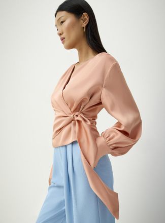 Icone Womens Satiny wraparound blouse