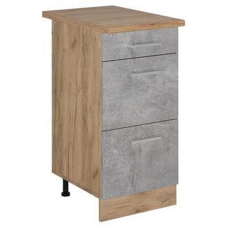 Vicco Mueble Bajo De Cocina R-line, Hormig&oacute;n, 40 Cm Con Cajones, Et Roble