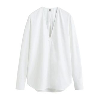Toteme Blouses, female, White, Size: S V-Neck Twill Blouse