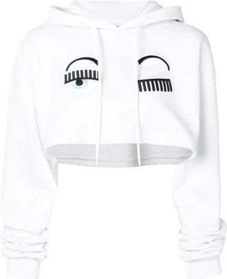 Chiara Ferragni Pantalone Tuta Bianco Bande - Dames - Hoodies - Wit - XS - Katoen - Hoodies & sweatvesten