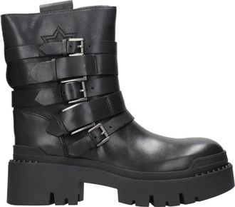 Ash Niki 01 Enkelboot - Dames - Veterlaarzen - Zwart - 40 EU - Leer - Schoenen