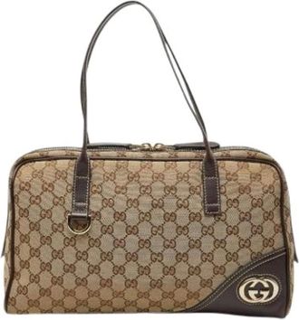 Gucci Pre-owned Handbags, female, Beige, Size: ONE SIZE Pre-owned Vintage GG Canvas Handbag