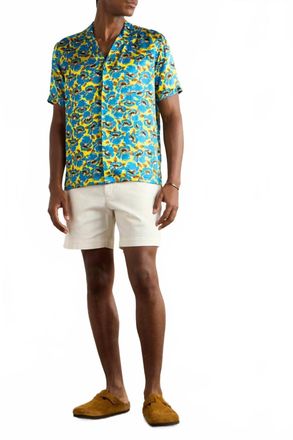 Orlebar Brown Maitan Petal Camp Collar Silk Shirt In Lemon Meringue