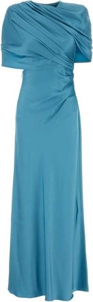 Stella McCartney Light Blue Draped Satin Maxi Dress