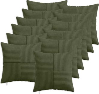vidaXL Funda De Almohada 12 Pcs Almelo Verde 45 X 45 Cm Pana Vidaxl