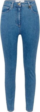 Elisabetta Franchi High-waist skinny jeans met logo detail - Dames - Skinny Jeans - Blauw - W32 - Katoen - Jeans